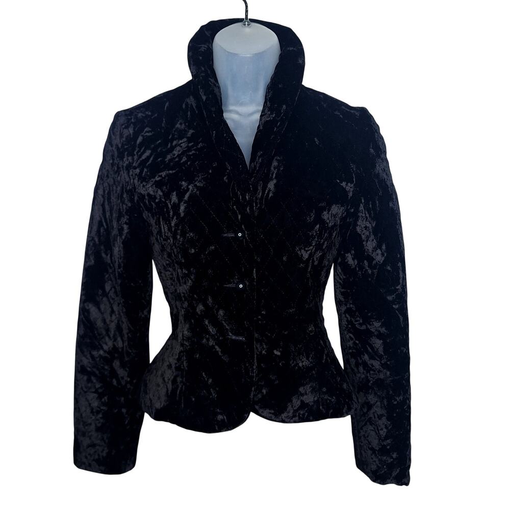 VTG 80s Velvet Blazer Jacket XS I. Magnin Quilted Goth Whimsygoth Fairy Fitted